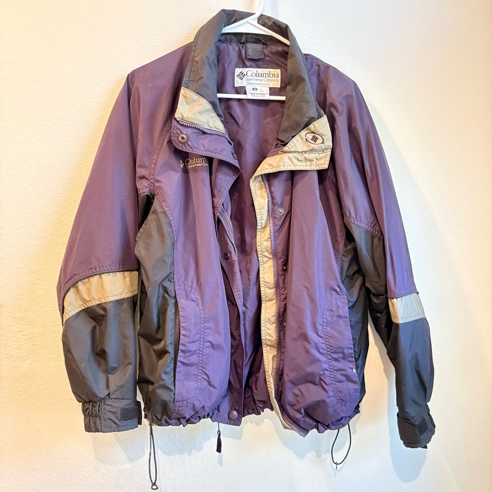 Vintage Columbia Sportswear Women’s Medium Purple Colorblock Windbreaker Jacket